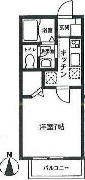 ディアコートさくら(1K/1階)の間取り写真