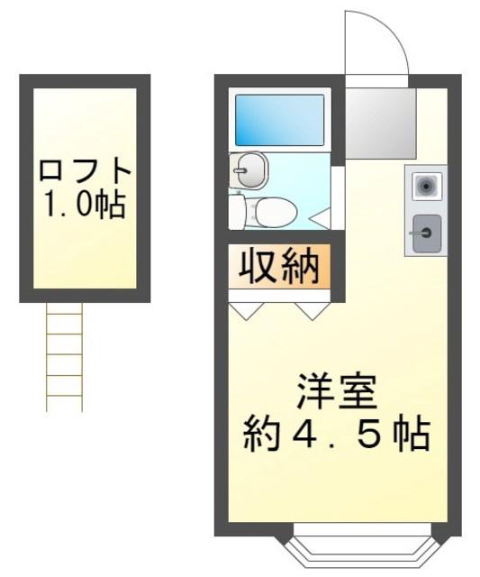 ハイツK&KIII(ワンルーム/2階)の間取り写真