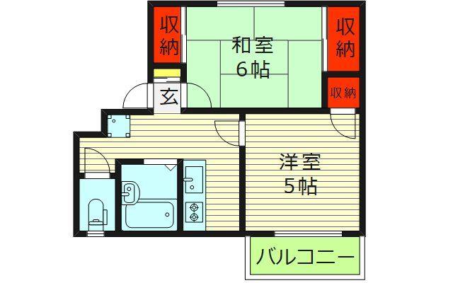 諸口マンション(2K/2階)の間取り写真