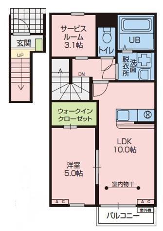 BELL TREE A棟(1SLDK/2階)の間取り写真