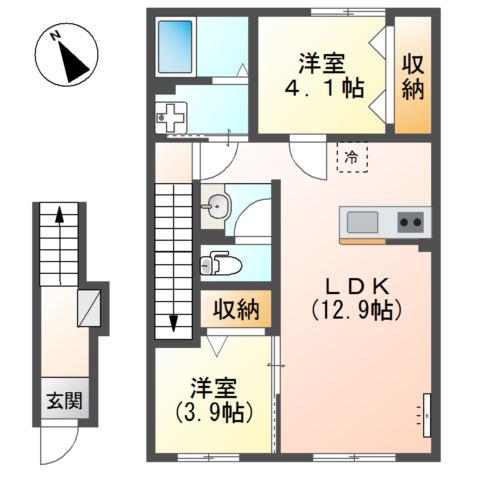 CHOUETTE(2LDK/2階)の間取り写真