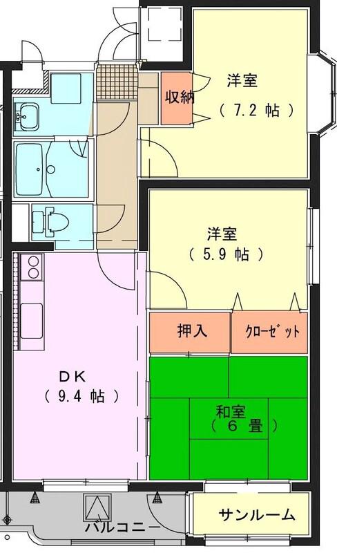 シュェット入善(3DK/1階)の間取り写真