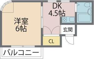 立花スプリングス(1DK/4階)の間取り写真