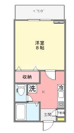 ドゥミル霞ヶ関(1K/2階)の間取り写真