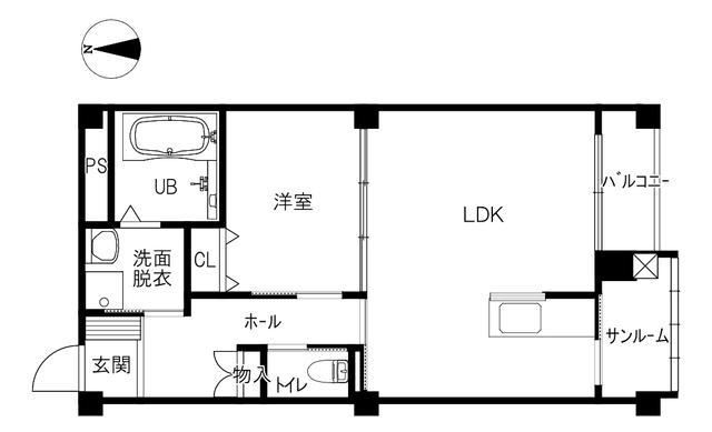 TAGAMIマンション A(1LDK/4階)の間取り写真