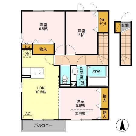エルミタージュB202(3LDK/2階)の間取り写真