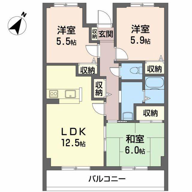ガーデンシティ大町(3LDK/2階)の間取り写真