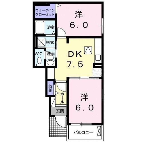 シエル・エトワレⅡ(2DK/1階)の間取り写真