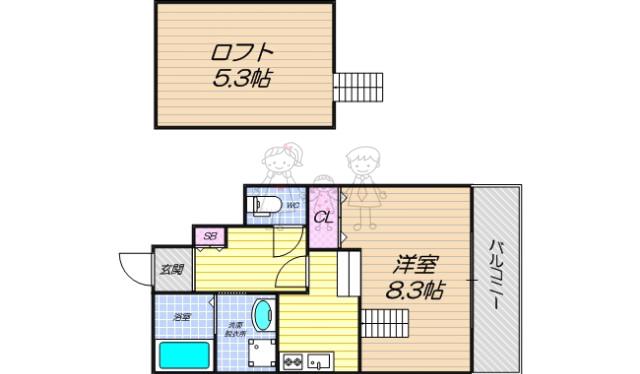 あんしん住道矢田(ワンルーム/1階)の間取り写真
