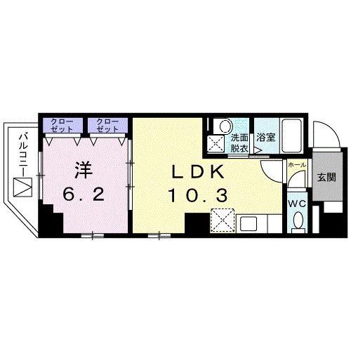 ラ・ポーズ ゾー(1LDK/9階)の間取り写真