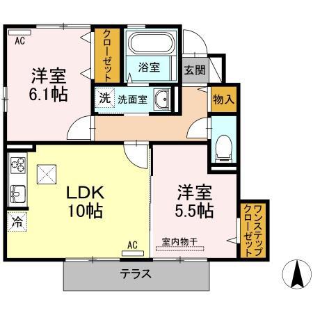 プロシードⅠ棟(2LDK/1階)の間取り写真