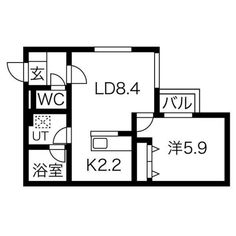 エムアールレジデンスN32(1LDK/2階)の間取り写真