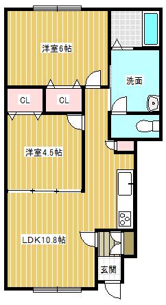 エミアスII(2LDK/1階)の間取り写真