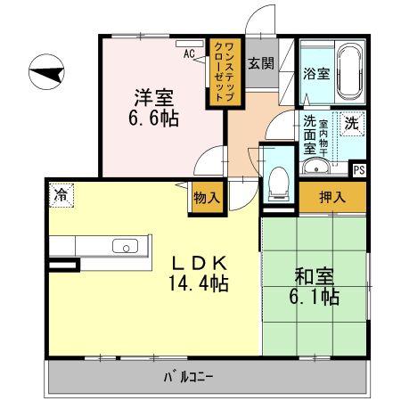 グリーンフロート山田東(2LDK/2階)の間取り写真
