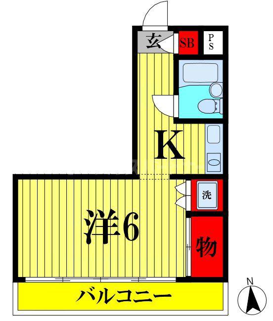 ソワレ南流山(1K/2階)の間取り写真