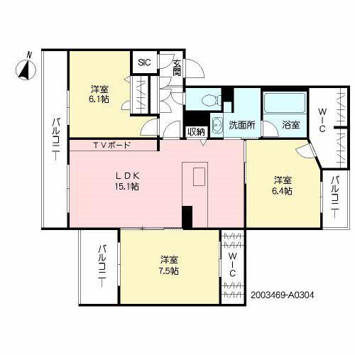 メルヴェイユ次郎丸(3LDK/3階)の間取り写真