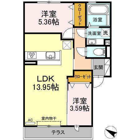 COZYマンション(2LDK/1階)の間取り写真