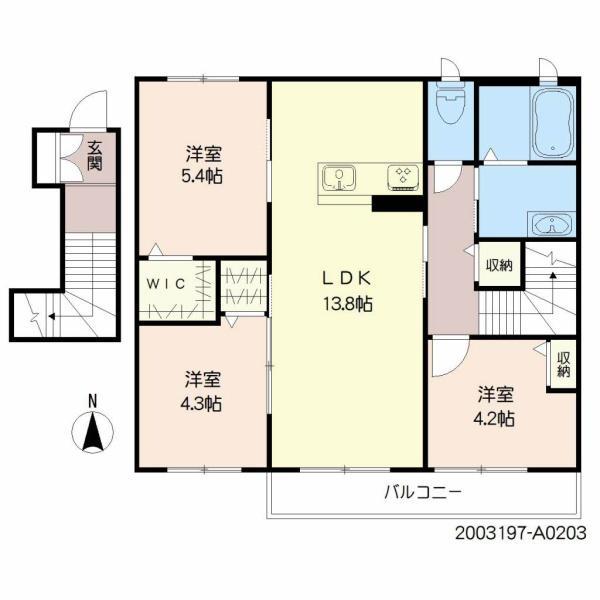 シャーメゾン善導寺(3LDK/2階)の間取り写真