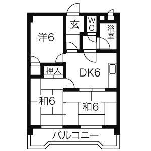 パークテラス(3DK/3階)の間取り写真