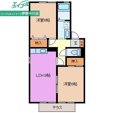 ファミリア21 A棟(2DK/1階)の間取り写真