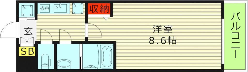 ディクス大阪城イーストレジデンス(1K/5階)の間取り写真