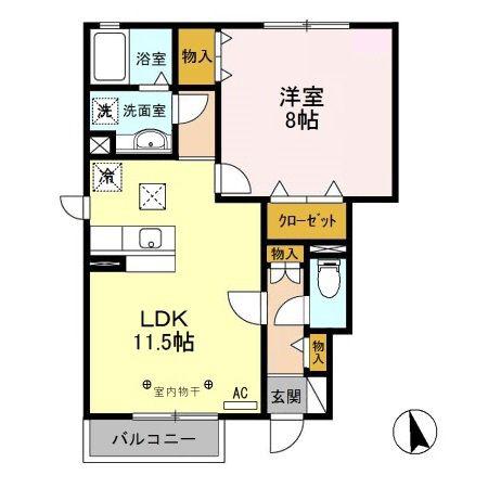 フォレステージA棟(1LDK/1階)の間取り写真