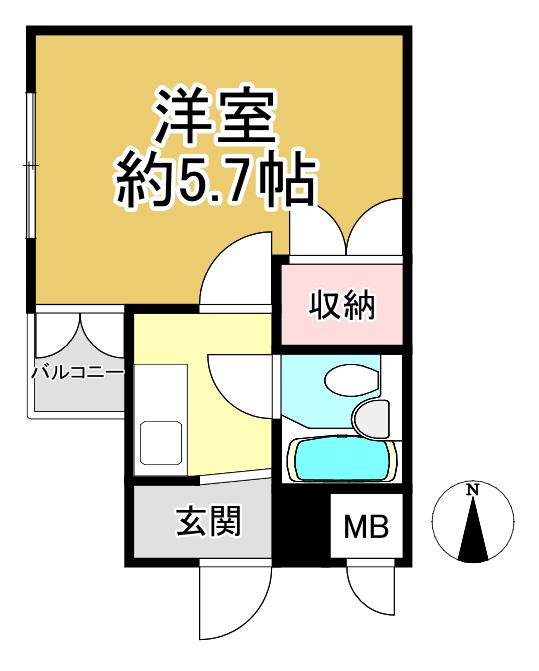 シティライフ八幡(1K/3階)の間取り写真