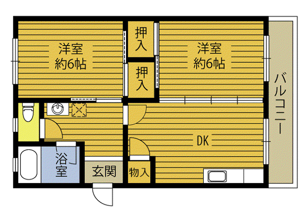 九殖ビル(2DK/2階)の間取り写真