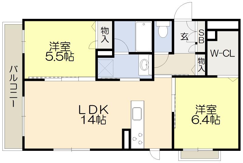 シャーメゾン トトローズ(2LDK/1階)の間取り写真