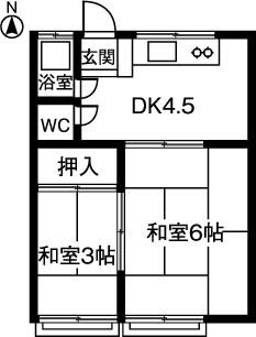 桃花荘(2DK/1階)の間取り写真