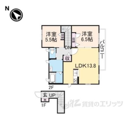 モンヴェールH(2LDK/2階)の間取り写真