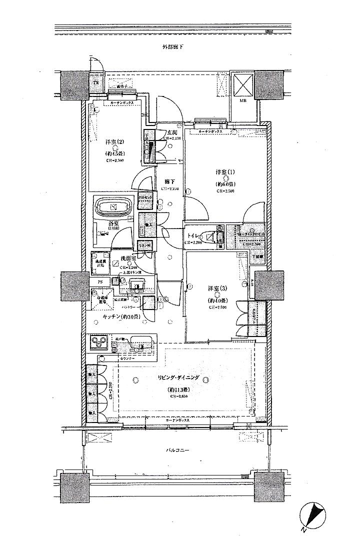 BRILLIA有明 SKY TOWER(3LDK/25階)の間取り写真