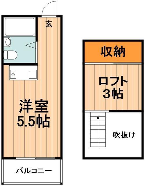 セルシオ宮戸(1K/2階)の間取り写真