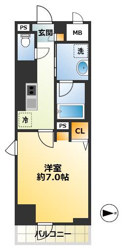 グランドレジデンス三鷹(1K/5階)の間取り写真