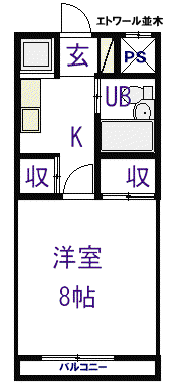 エトワール並木(1K/3階)の間取り写真