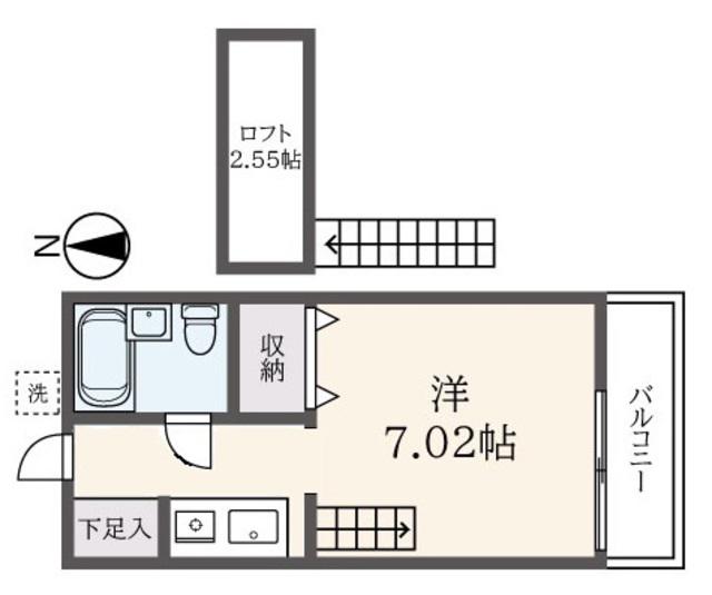 CASA DO M(ワンルーム/2階)の間取り写真