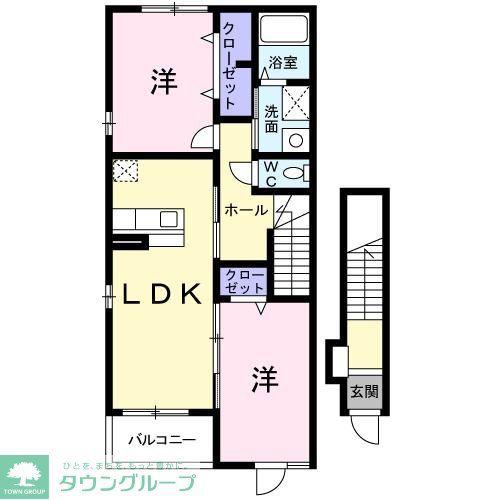 クレッシェンド(2LDK/2階)の間取り写真