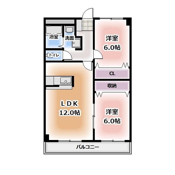 セイフティ日比野(2LDK/2階)の間取り写真