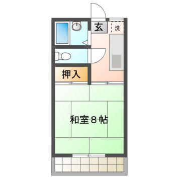 グリーンハイツ永井川A(1K/2階)の間取り写真