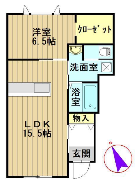 パークサイドもみじ(1LDK/1階)の間取り写真