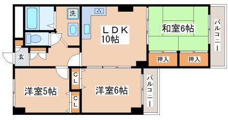 ベルトピア塩屋(2LDK/2階)の間取り写真