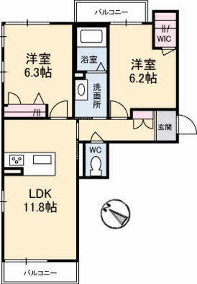 レジェンド N(2LDK/2階)の間取り写真