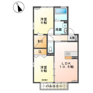 オークフォレスト A棟(2LDK/2階)の間取り写真