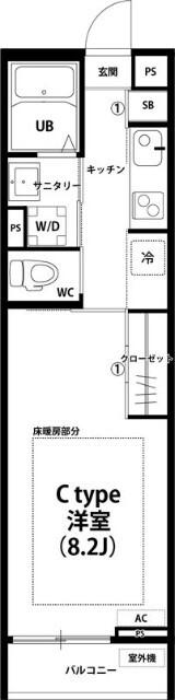 リブリ・SUNFLOWER(1K/1階)の間取り写真