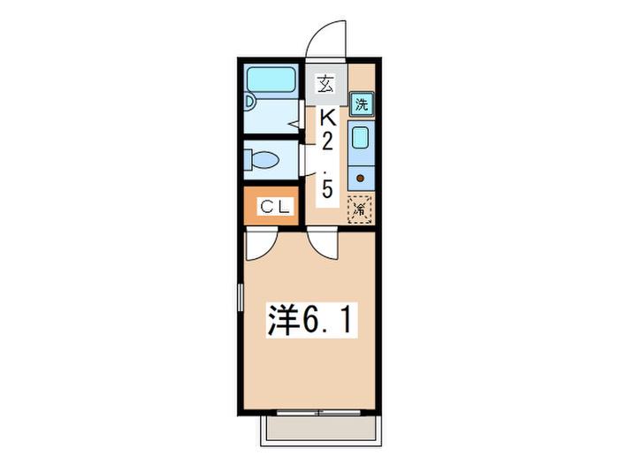 ラングモーア(1K/3階)の間取り写真
