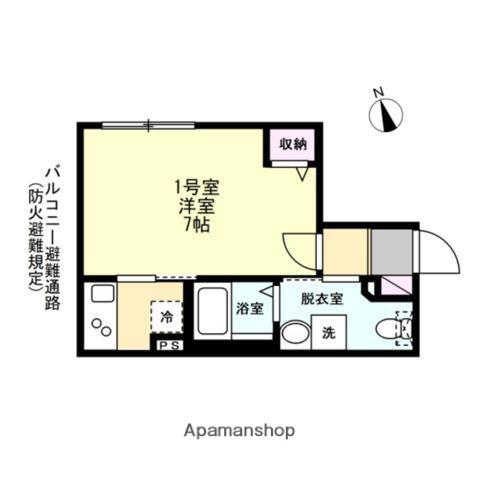 ベイルーム横浜片倉町(1K/1階)の間取り写真
