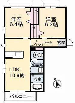 シャーメゾンフィオーレ(2LDK/3階)の間取り写真