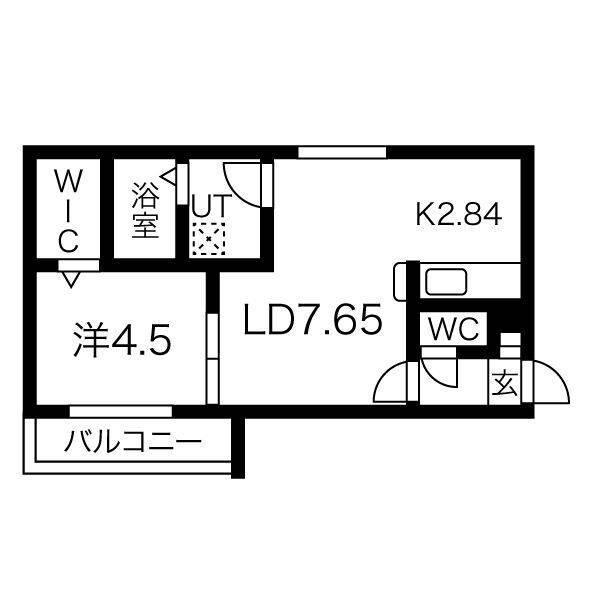 LAPIS BLAU厚別中央(1LDK/1階)の間取り写真