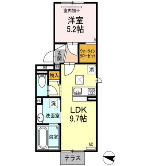 ベイ ブランシェ西阿知(1LDK/1階)の間取り写真