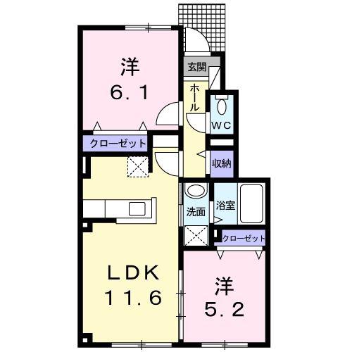 レモン ベイ(2LDK/1階)の間取り写真